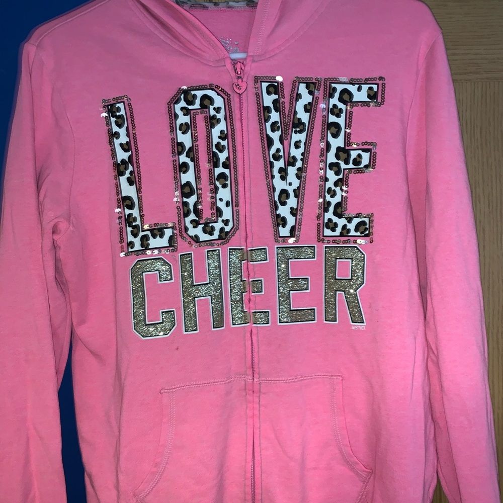 Pink and Leopard print cheerleading zip up